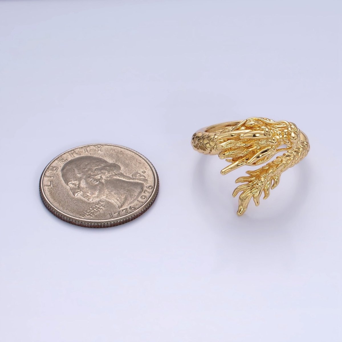 14K Gold Filled Artisan Scaled Dragon Wrap Ring | O1360 - DLUXCA