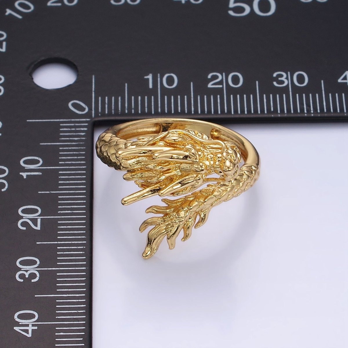 14K Gold Filled Artisan Scaled Dragon Wrap Ring | O1360 - DLUXCA