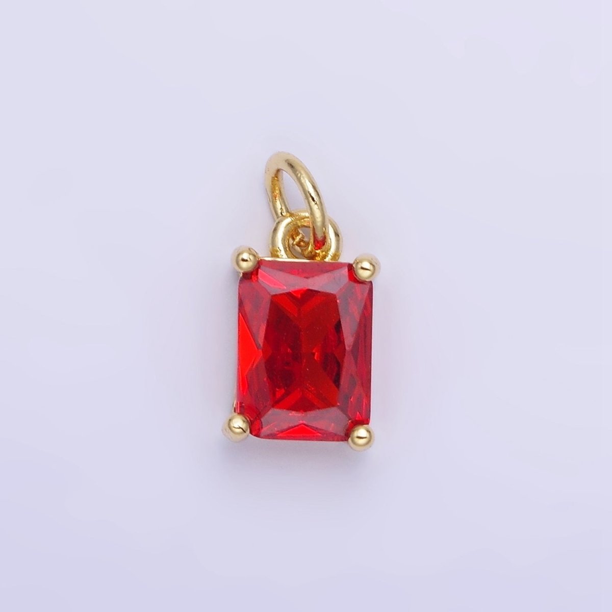 14K Gold Filled Baguette CZ Birthstone Add-On Charm in Gold & Silver | W729 - W744 - DLUXCA