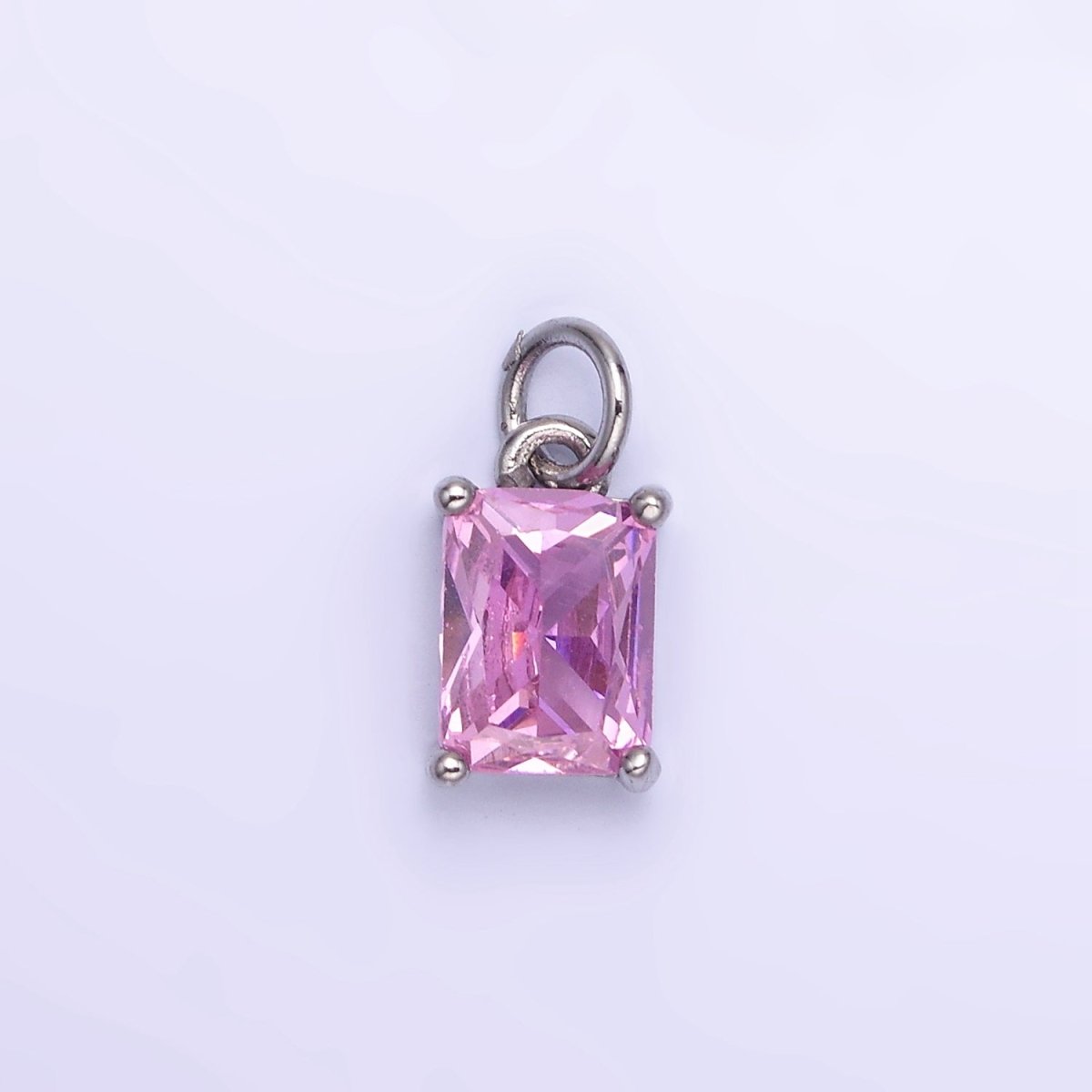 14K Gold Filled Baguette CZ Birthstone Add-On Charm in Gold & Silver | W729 - W744 - DLUXCA