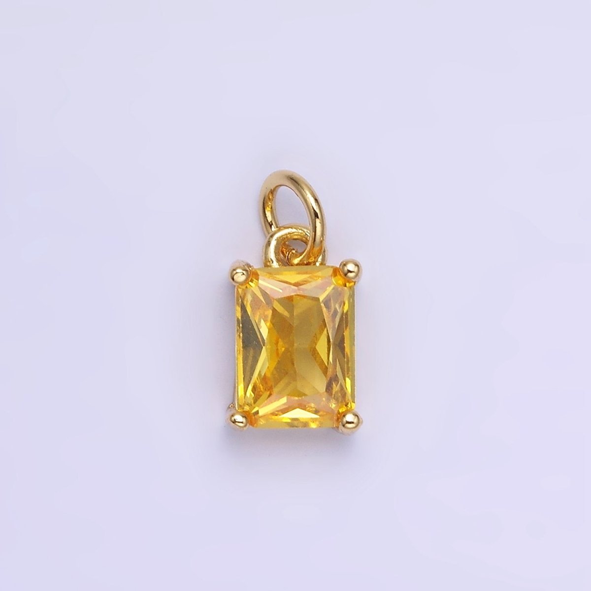 14K Gold Filled Baguette CZ Birthstone Add-On Charm in Gold & Silver | W729 - W744 - DLUXCA