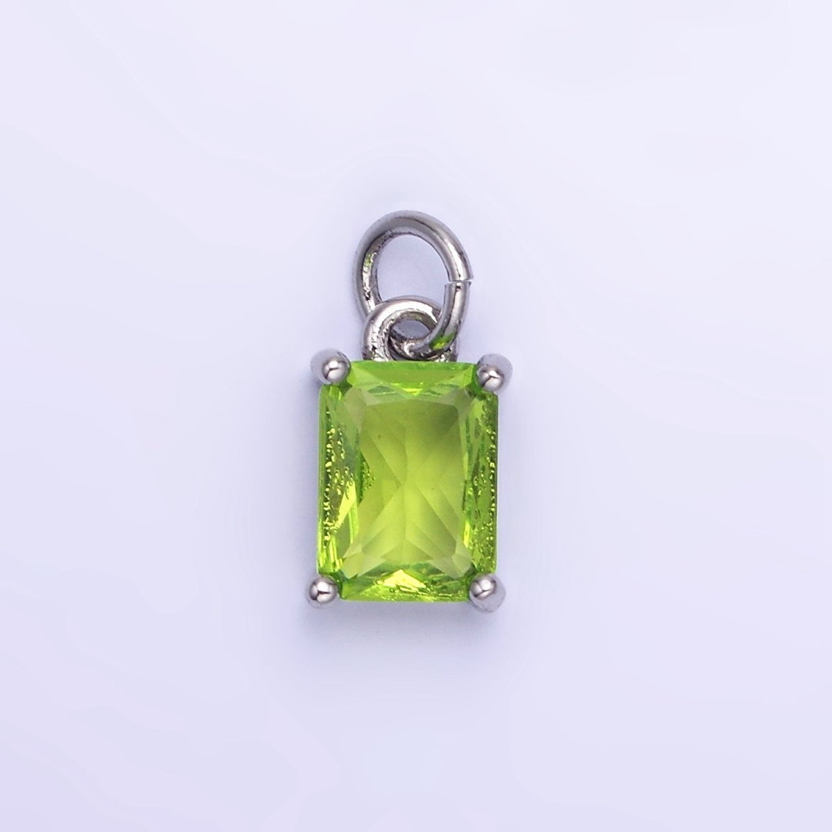 14K Gold Filled Baguette CZ Birthstone Add-On Charm in Gold & Silver | W729 - W744 - DLUXCA