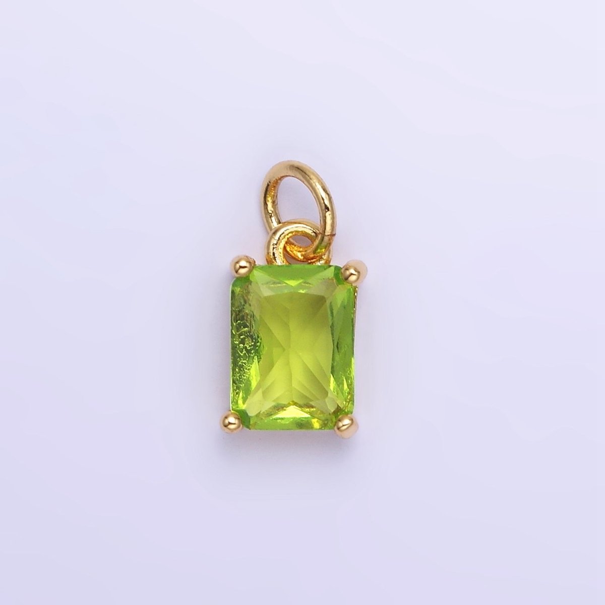 14K Gold Filled Baguette CZ Birthstone Add-On Charm in Gold & Silver | W729 - W744 - DLUXCA