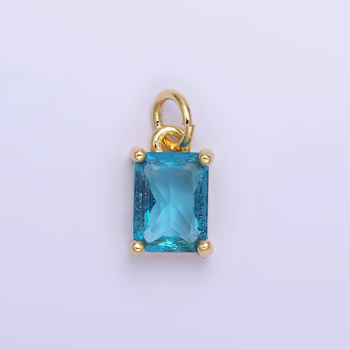 14K Gold Filled Baguette CZ Birthstone Add-On Charm in Gold & Silver | W729 - W744 - DLUXCA