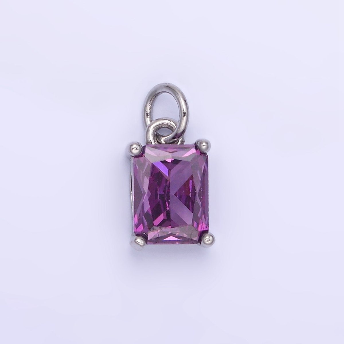 14K Gold Filled Baguette CZ Birthstone Add-On Charm in Gold & Silver | W729 - W744 - DLUXCA