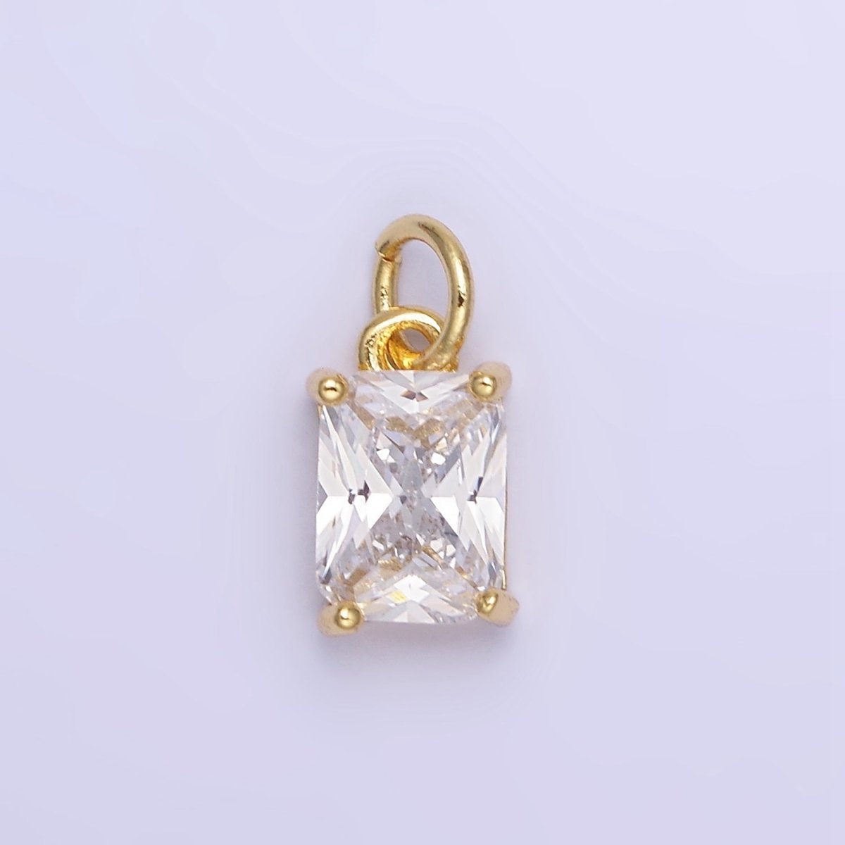 14K Gold Filled Baguette CZ Birthstone Add-On Charm in Gold & Silver | W729 - W744 - DLUXCA