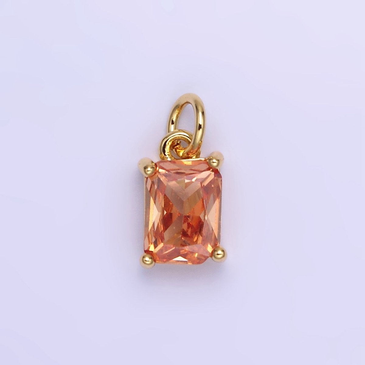 14K Gold Filled Baguette CZ Birthstone Add-On Charm in Gold & Silver | W729 - W744 - DLUXCA