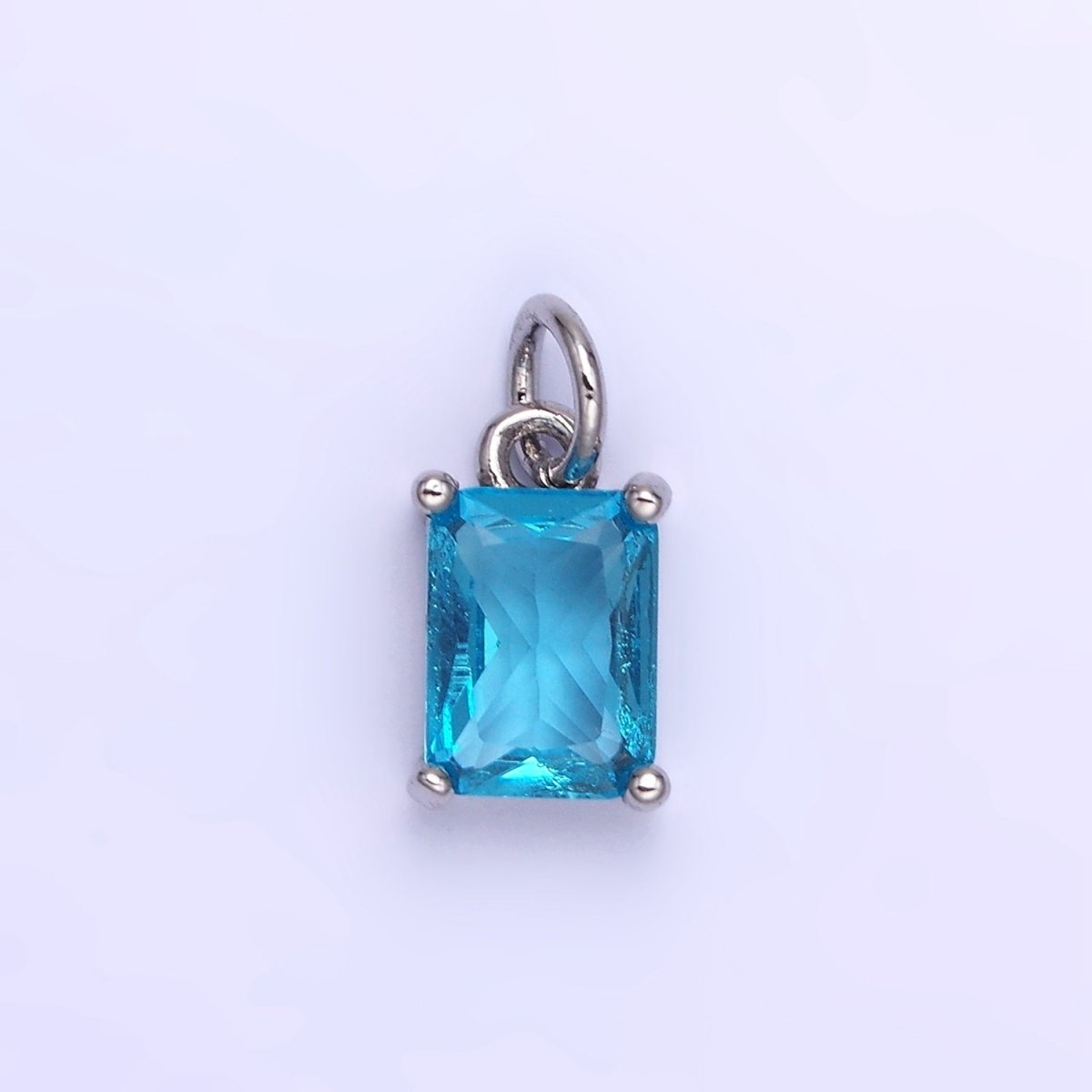 14K Gold Filled Baguette CZ Birthstone Add-On Charm in Gold & Silver | W729 - W744 - DLUXCA