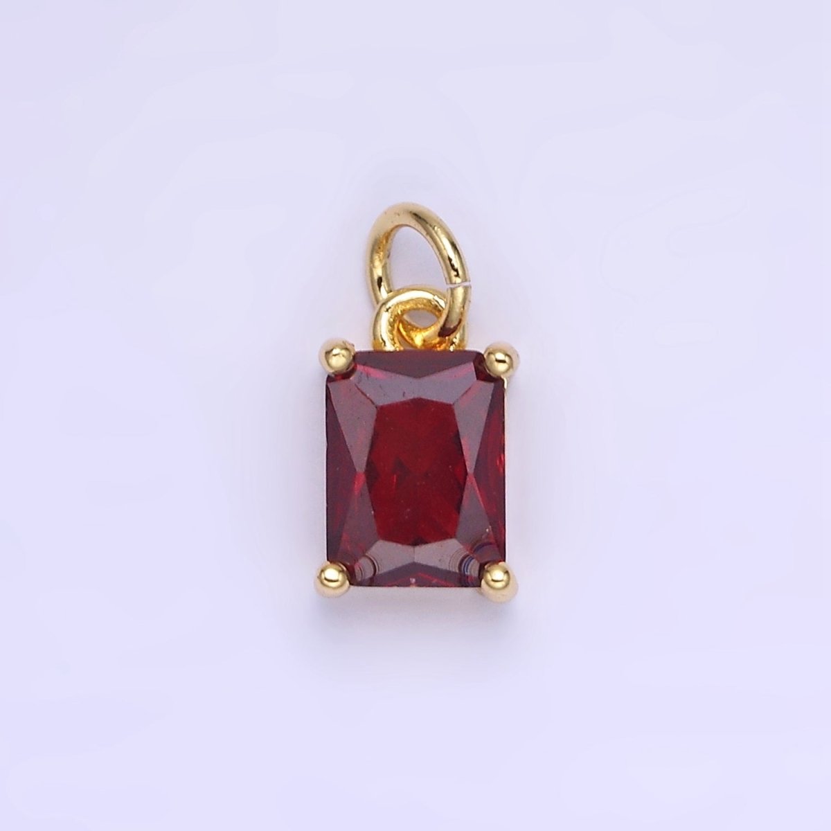 14K Gold Filled Baguette CZ Birthstone Add-On Charm in Gold & Silver | W729 - W744 - DLUXCA