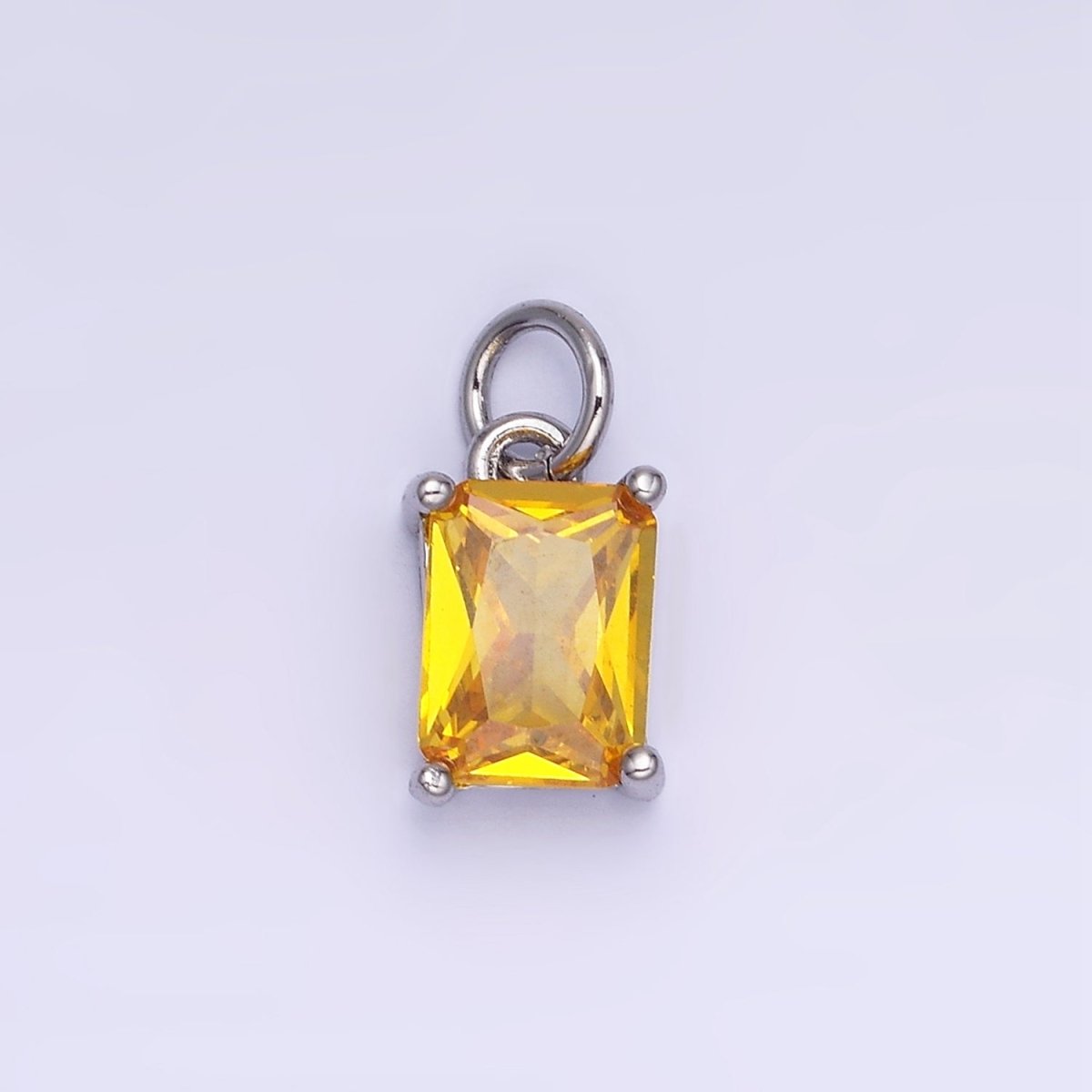 14K Gold Filled Baguette CZ Birthstone Add-On Charm in Gold & Silver | W729 - W744 - DLUXCA