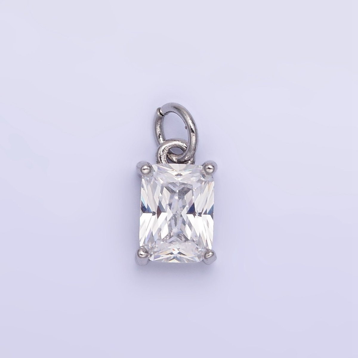 14K Gold Filled Baguette CZ Birthstone Add-On Charm in Gold & Silver | W729 - W744 - DLUXCA