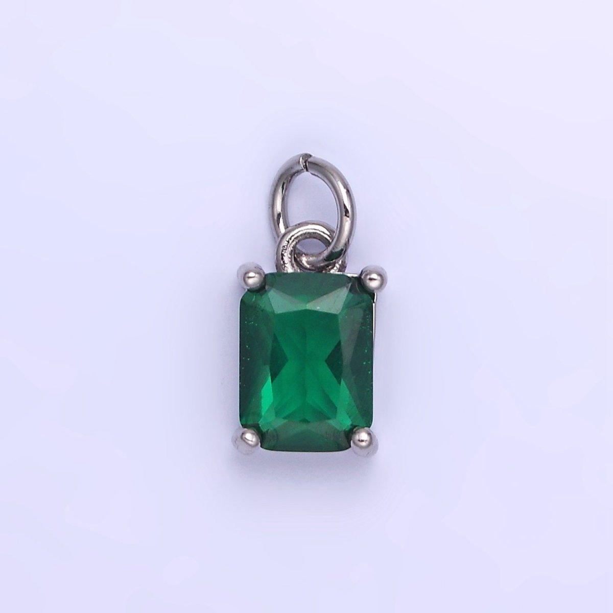 14K Gold Filled Baguette CZ Birthstone Add-On Charm in Gold & Silver | W729 - W744 - DLUXCA