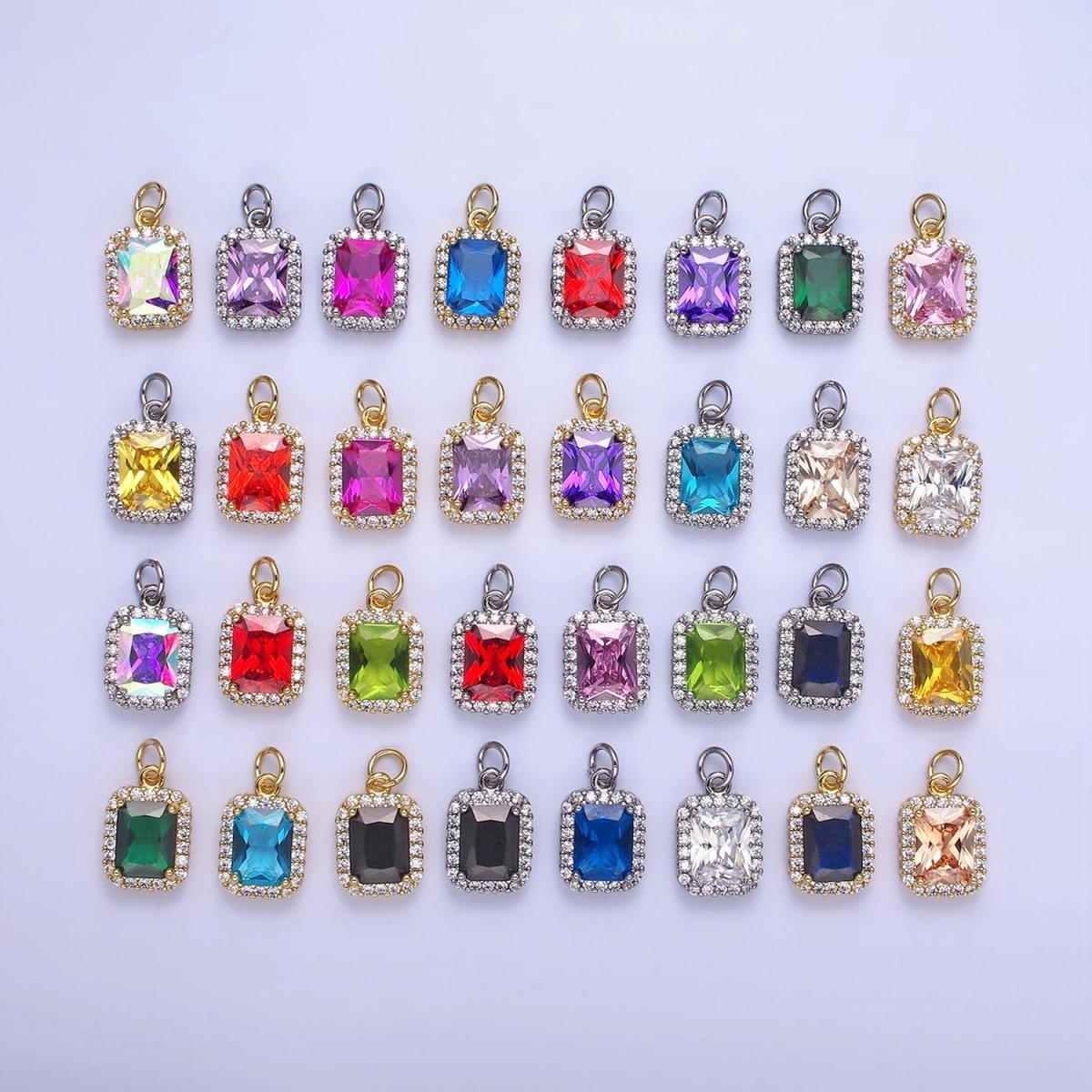 14K Gold Filled Baguette CZ Micro Paved Charm | AG756 - AG767 - DLUXCA