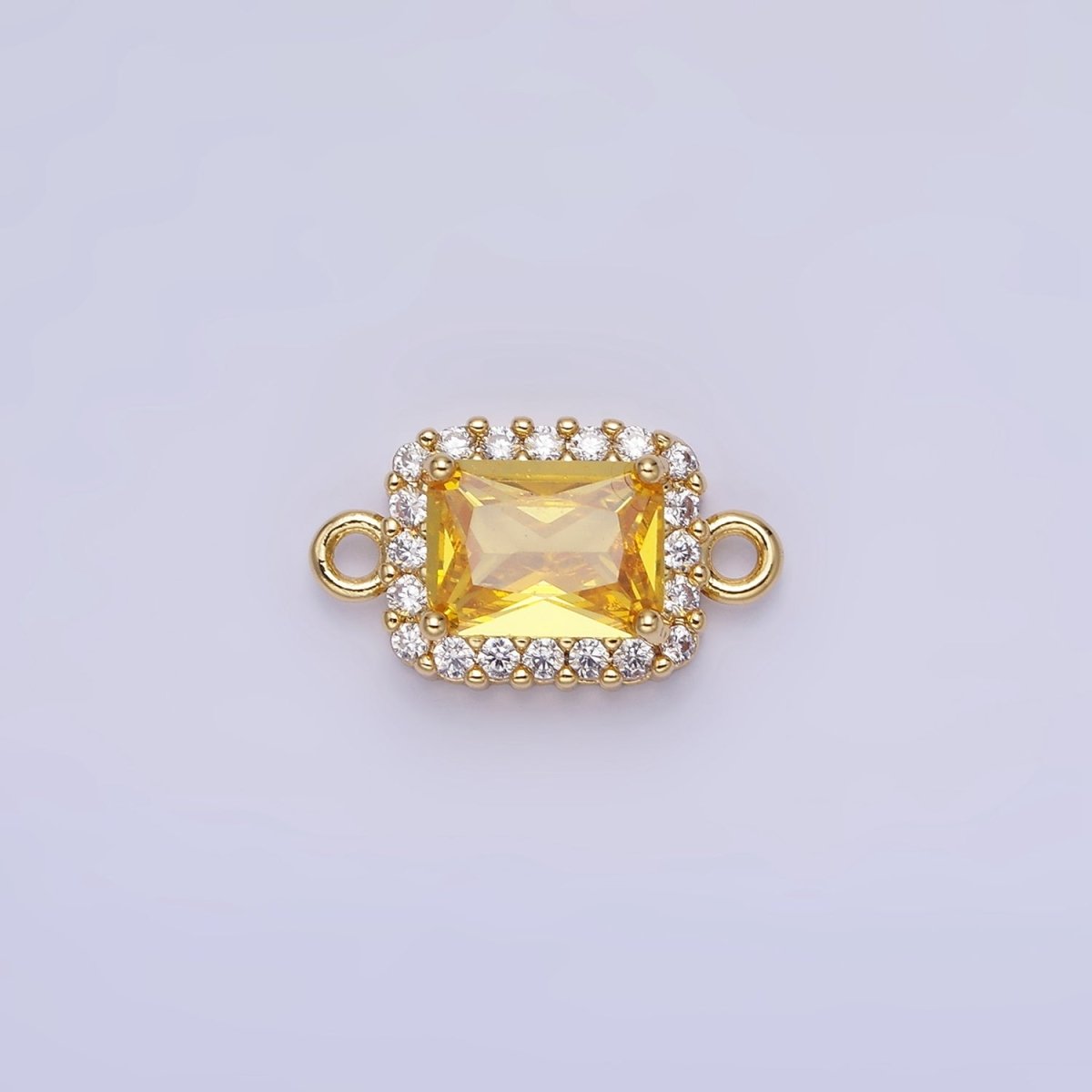 14K Gold Filled Baguette CZ Micro Paved Connector | G383 - G390 - DLUXCA