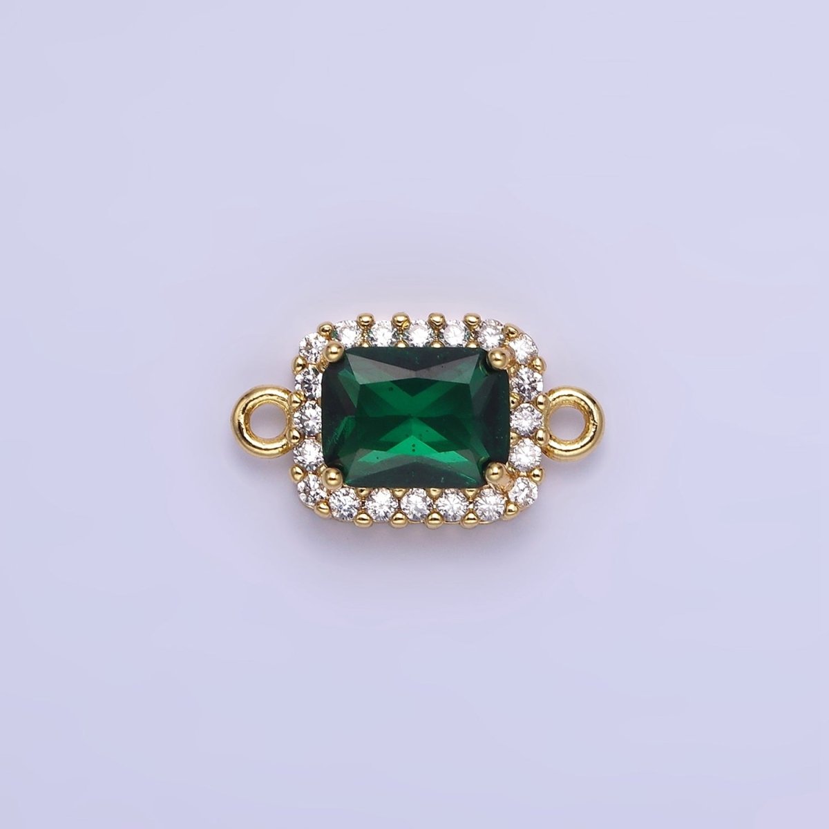 14K Gold Filled Baguette CZ Micro Paved Connector | G383 - G390 - DLUXCA