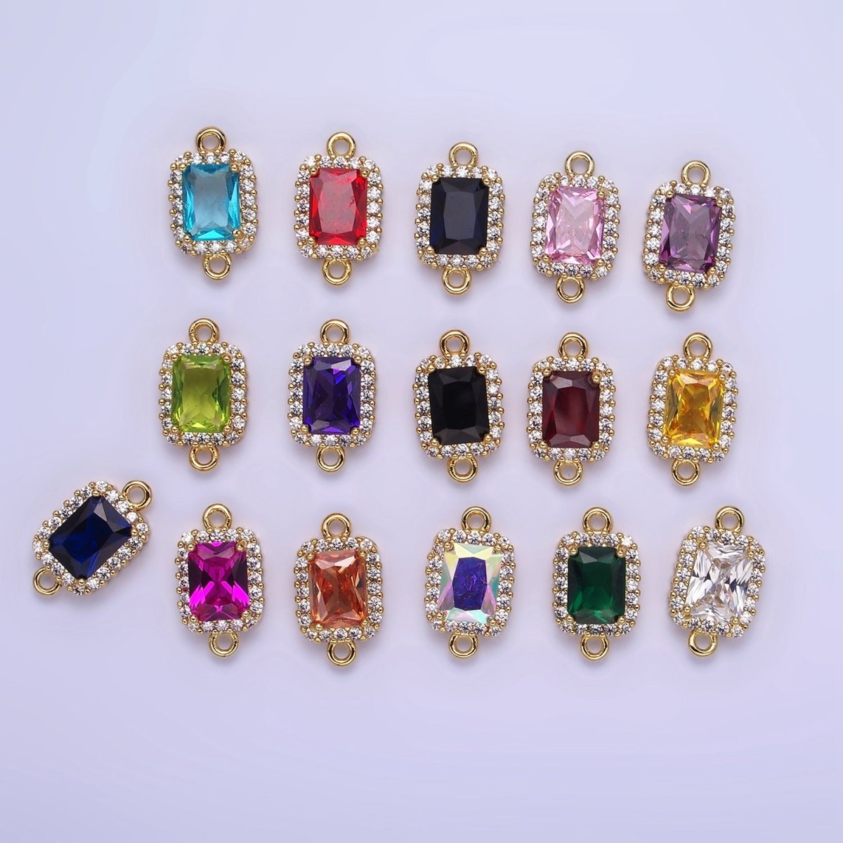 14K Gold Filled Baguette CZ Micro Paved Connector | G383 - G390 - DLUXCA