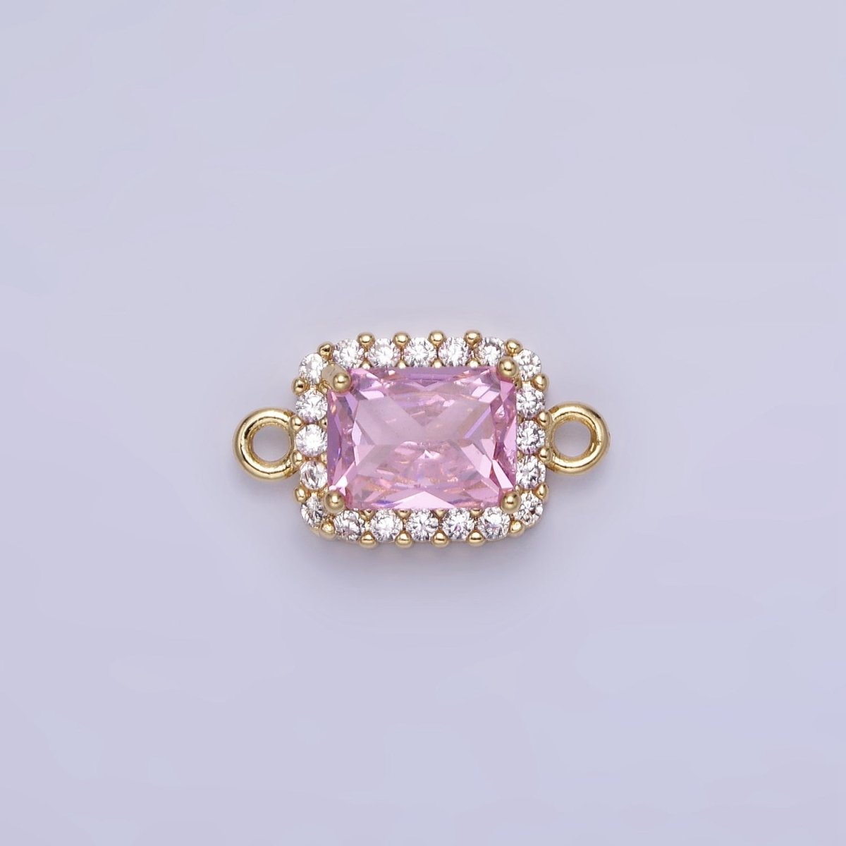 14K Gold Filled Baguette CZ Micro Paved Connector | G383 - G390 - DLUXCA