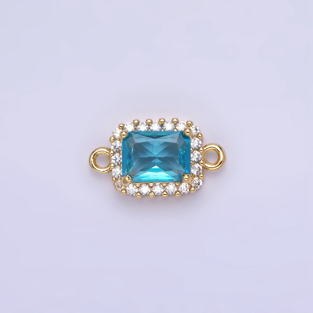 14K Gold Filled Baguette CZ Micro Paved Connector | G383 - G390 - DLUXCA