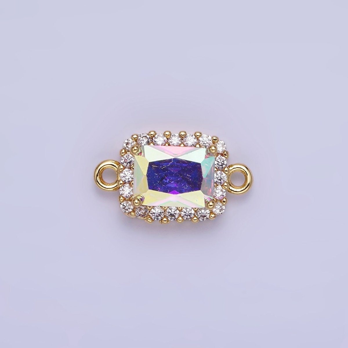 14K Gold Filled Baguette CZ Micro Paved Connector | G383 - G390 - DLUXCA