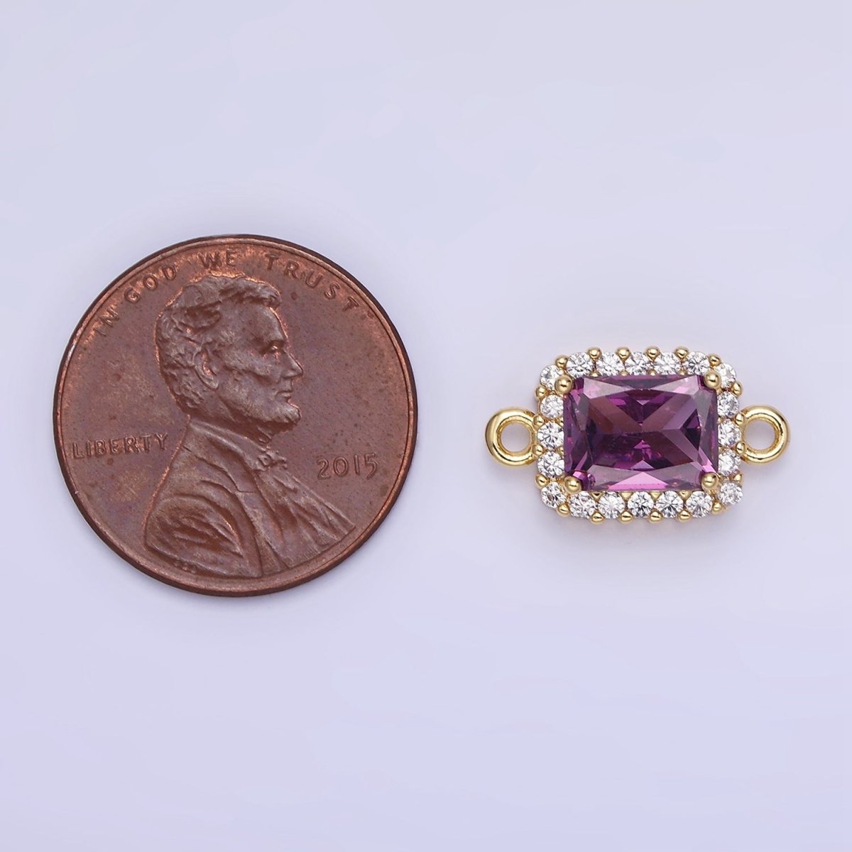 14K Gold Filled Baguette CZ Micro Paved Connector | G383 - G390 - DLUXCA