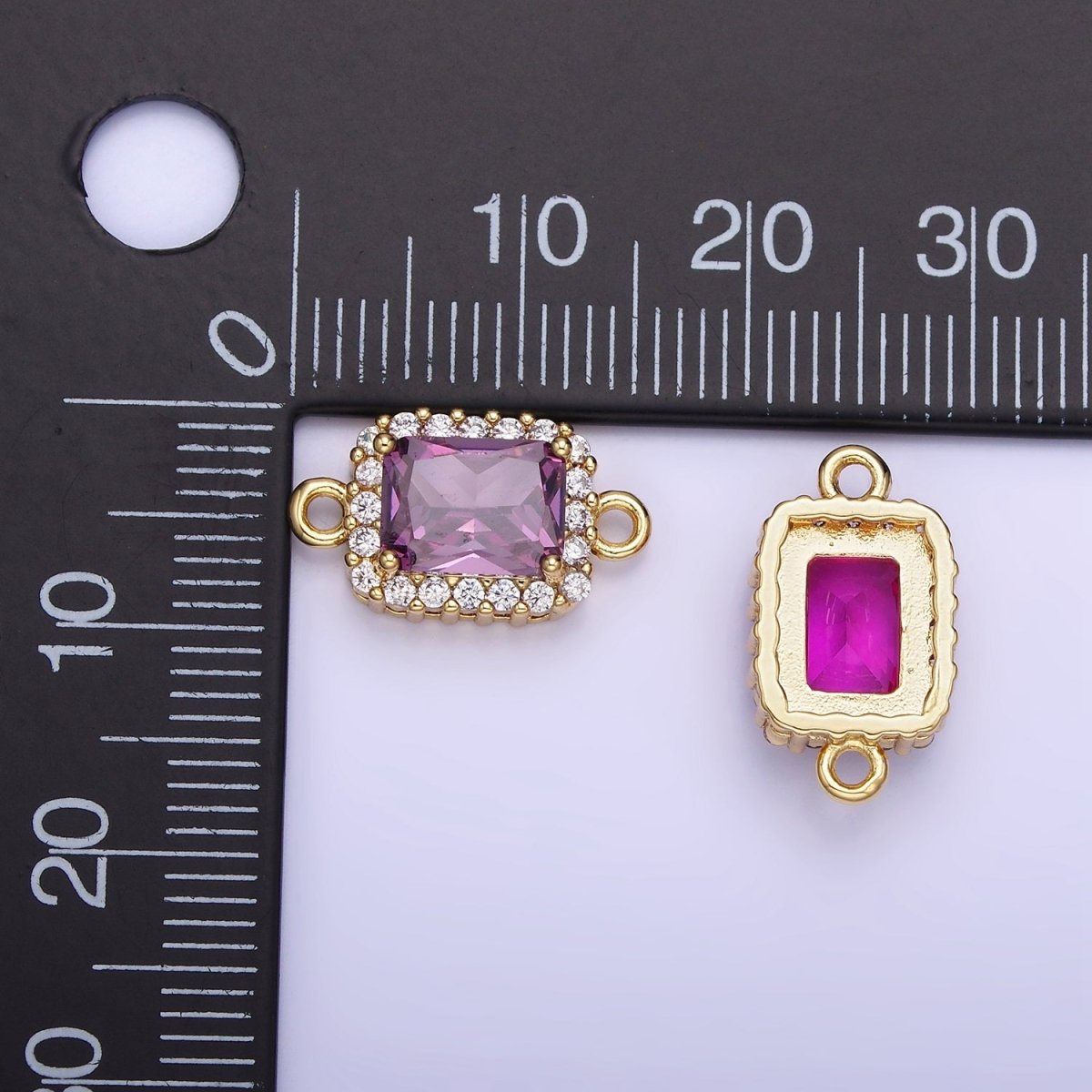 14K Gold Filled Baguette CZ Micro Paved Connector | G383 - G390 - DLUXCA