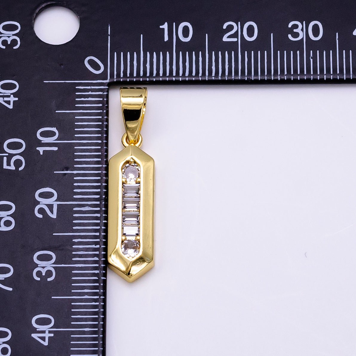14K Gold Filled Baguette Geometric Tag Pendant | AA1268 - DLUXCA