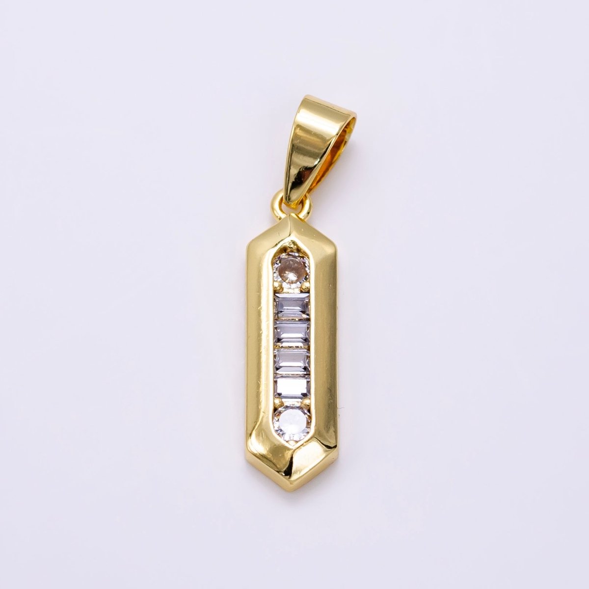 14K Gold Filled Baguette Geometric Tag Pendant | AA1268 - DLUXCA