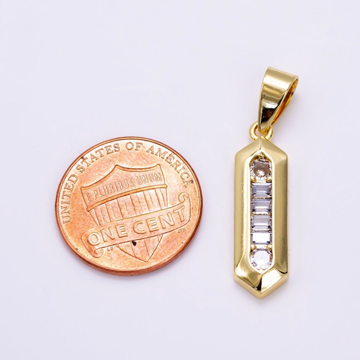 14K Gold Filled Baguette Geometric Tag Pendant | AA1268 - DLUXCA