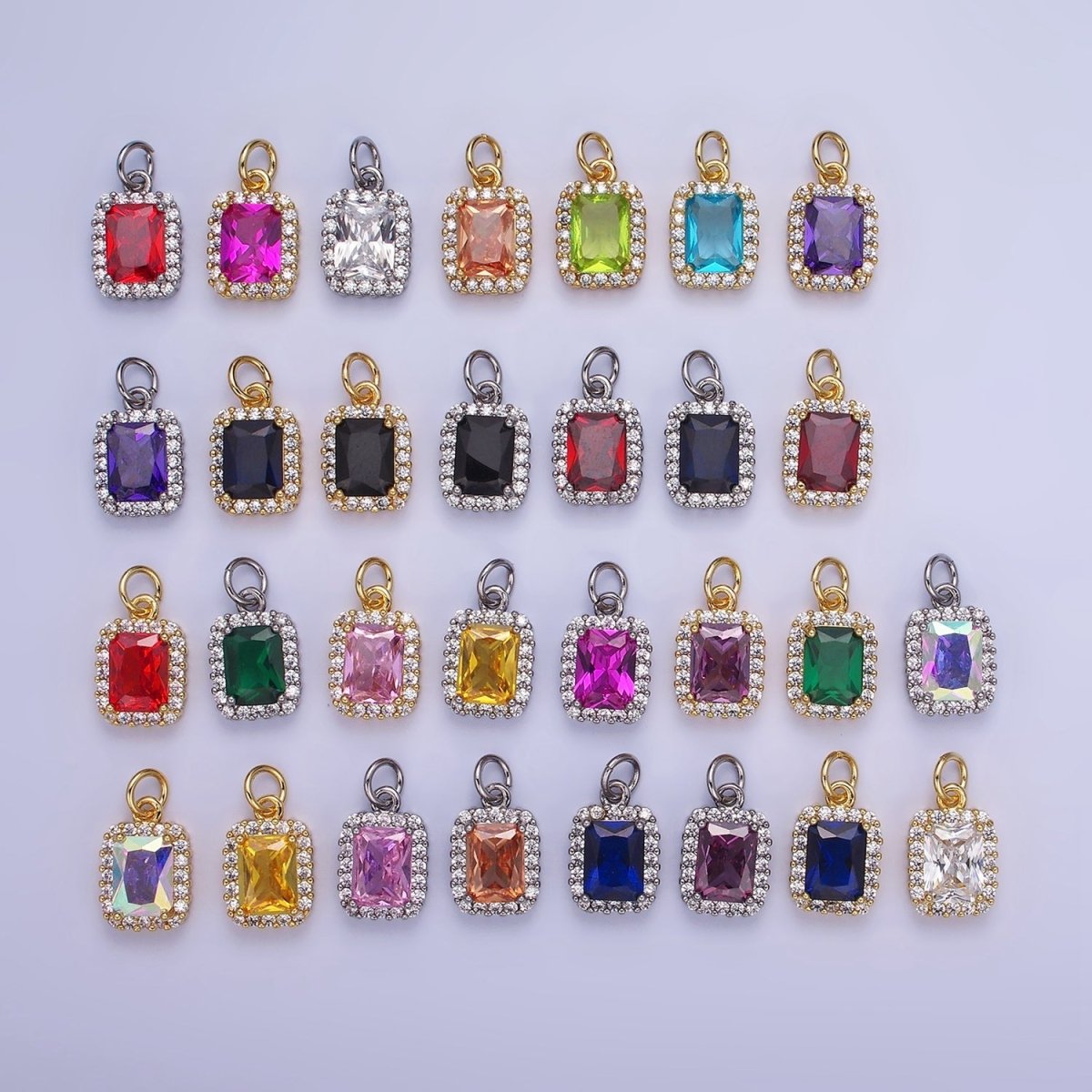 14K Gold Filled Baguette Micro Paved CZ Charm in Gold & Silver | AG768 - AG774 - DLUXCA