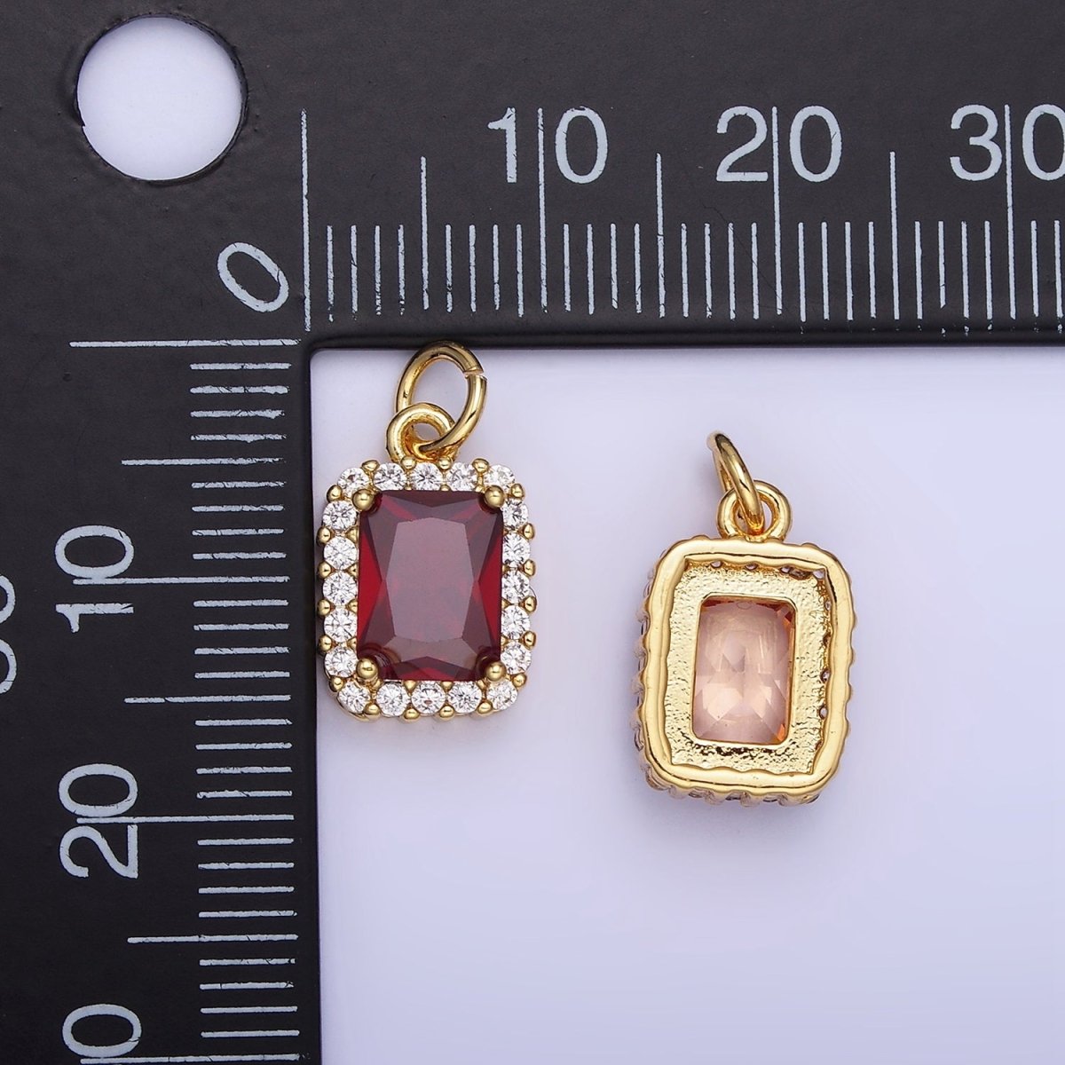 14K Gold Filled Baguette Micro Paved CZ Charm in Gold & Silver | AG768 - AG774 - DLUXCA