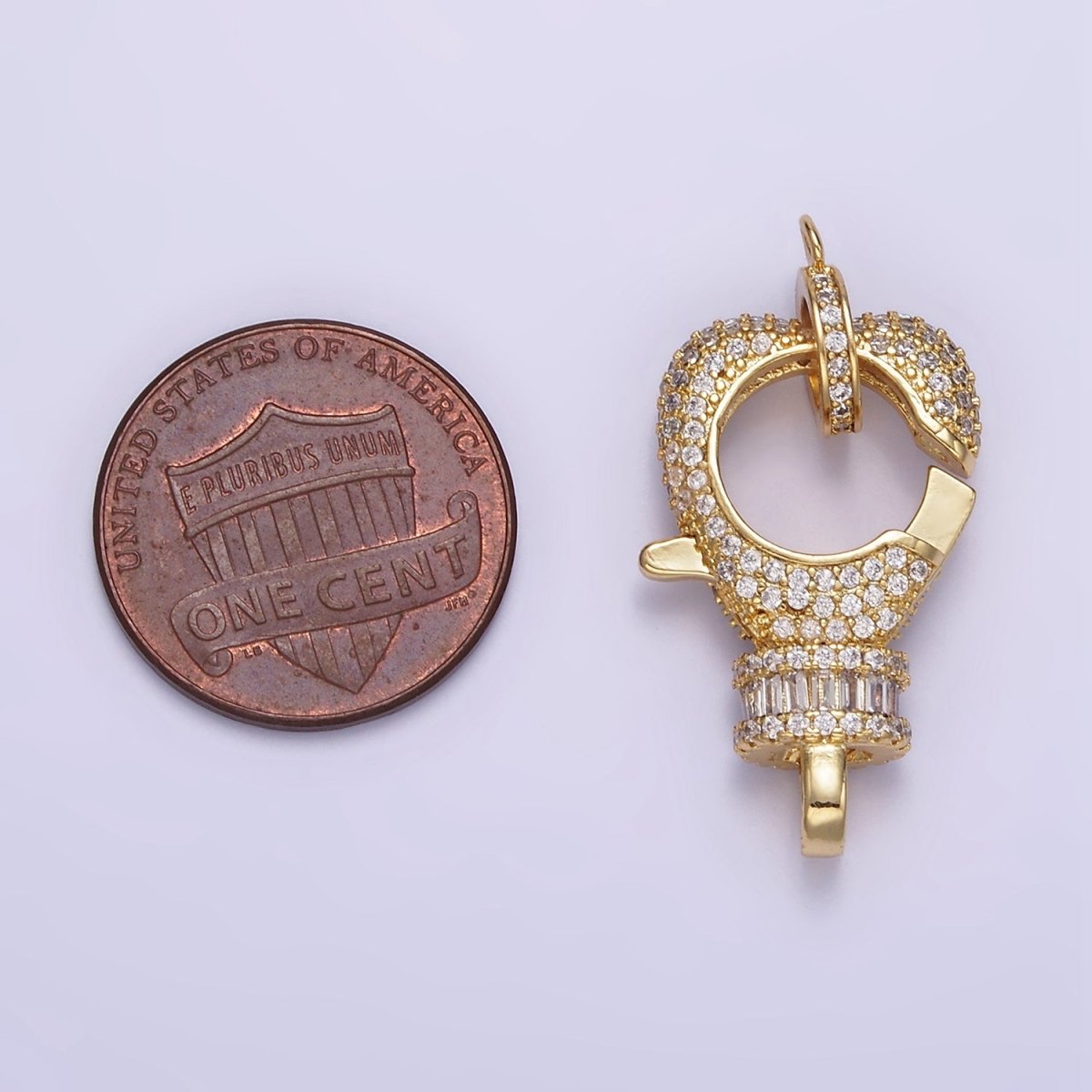 14K Gold Filled Baguette Micro Paved CZ Lobster Clasps Closure Findings Set in Silver & Gold | Z816 Z815 - DLUXCA