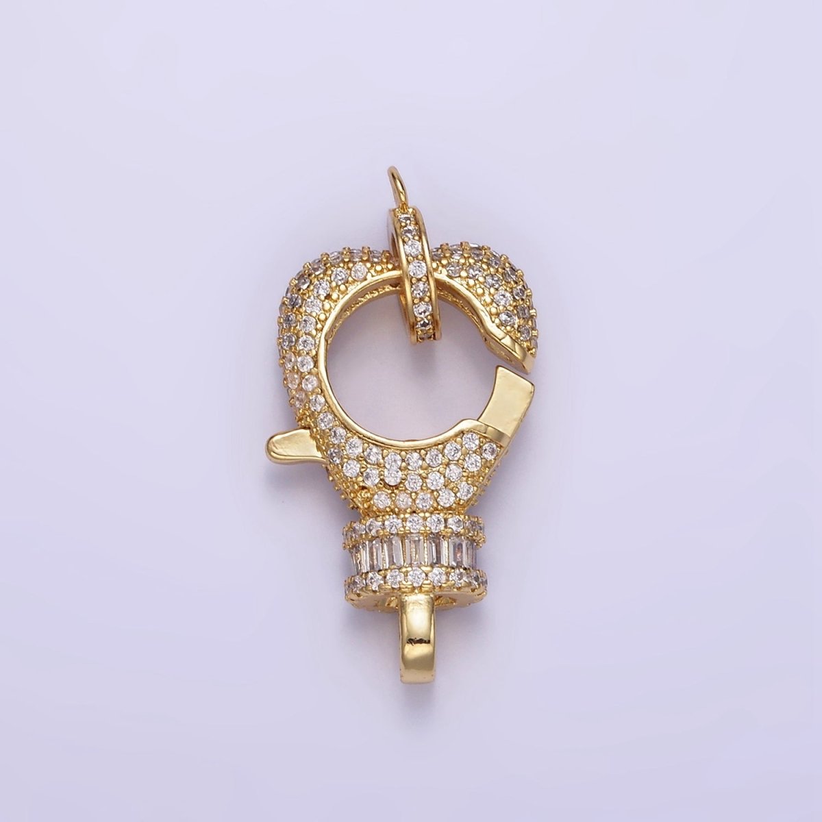 14K Gold Filled Baguette Micro Paved CZ Lobster Clasps Closure Findings Set in Silver & Gold | Z816 Z815 - DLUXCA