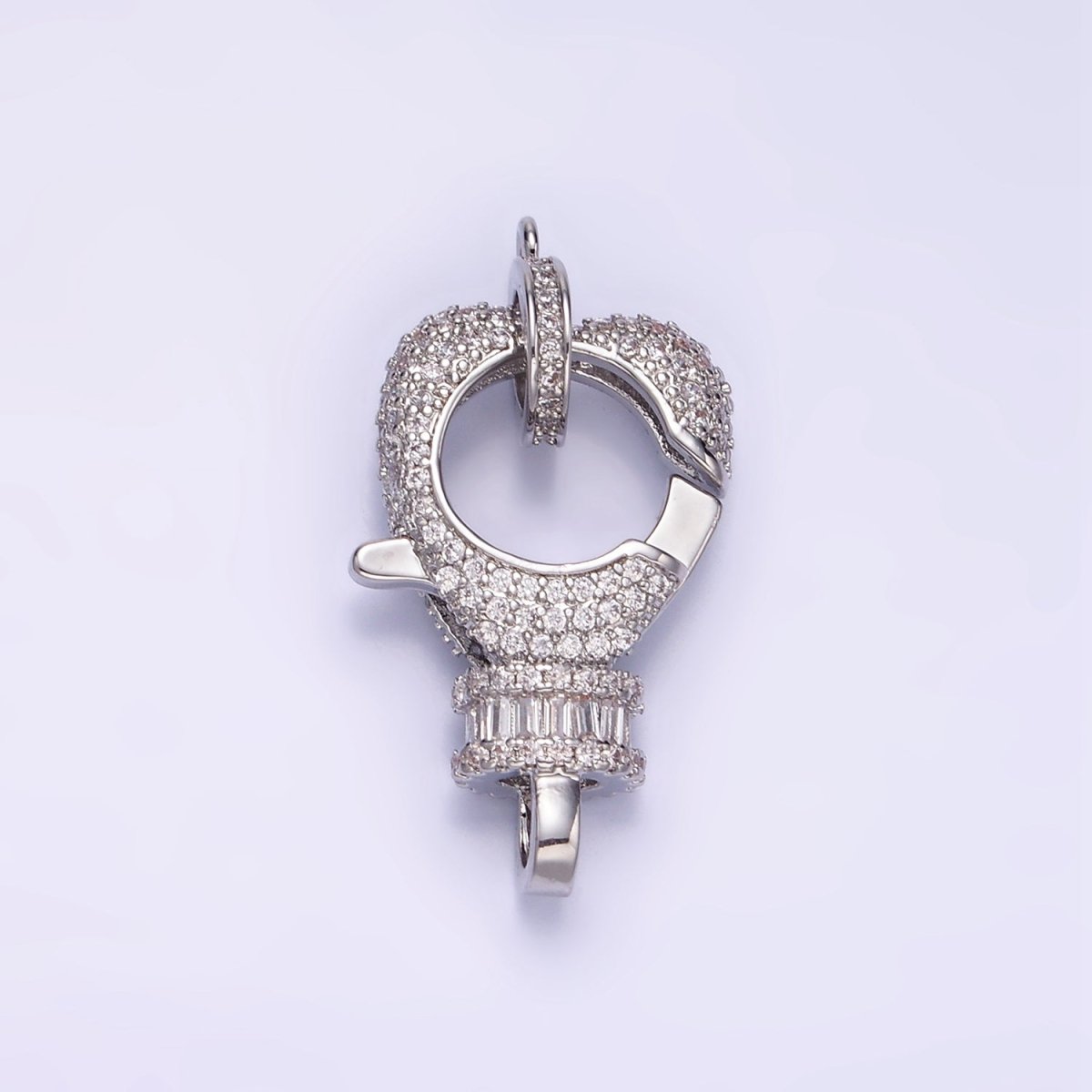 14K Gold Filled Baguette Micro Paved CZ Lobster Clasps Closure Findings Set in Silver & Gold | Z816 Z815 - DLUXCA