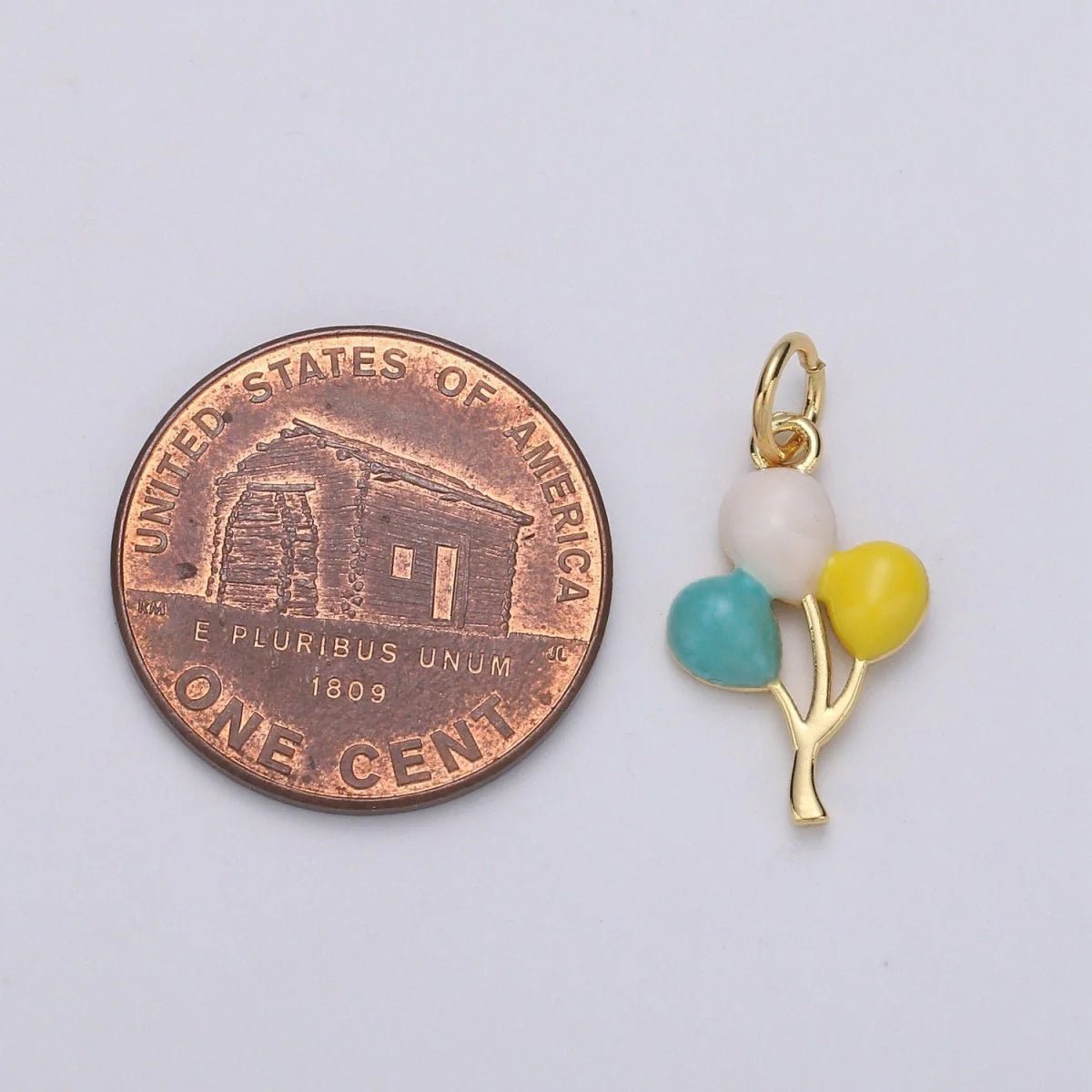 14K Gold Filled Baloon charm for Bracelet Necklace Earring Charm. Dainty Baloon Pastel charm Enamel Jewelry for Kids D - 755 - DLUXCA