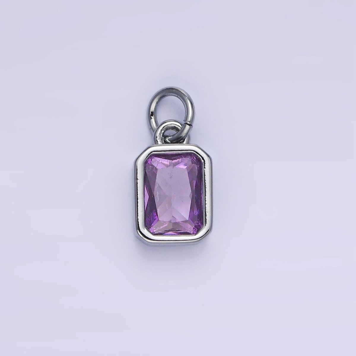 14K Gold Filled Birthstone CZ Baguette Bezel Charm in Gold & Silver | W721 - W728 - DLUXCA