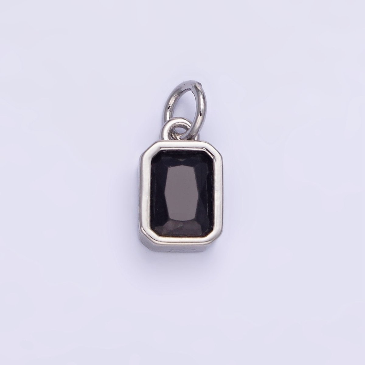 14K Gold Filled Birthstone CZ Baguette Bezel Charm in Gold & Silver | W721 - W728 - DLUXCA