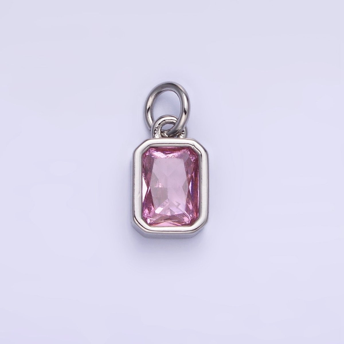 14K Gold Filled Birthstone CZ Baguette Bezel Charm in Gold & Silver | W721 - W728 - DLUXCA