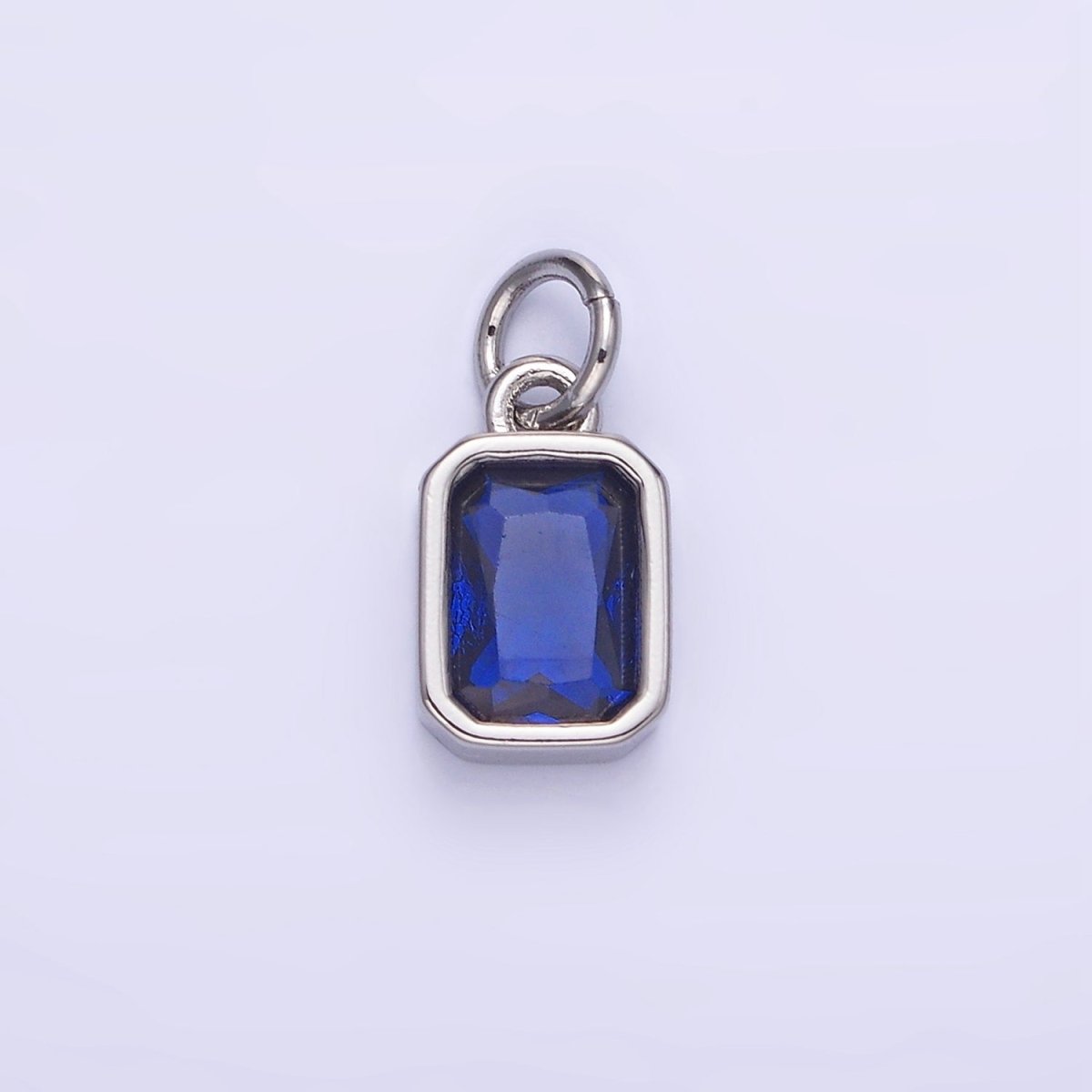 14K Gold Filled Birthstone CZ Baguette Bezel Charm in Gold & Silver | W721 - W728 - DLUXCA