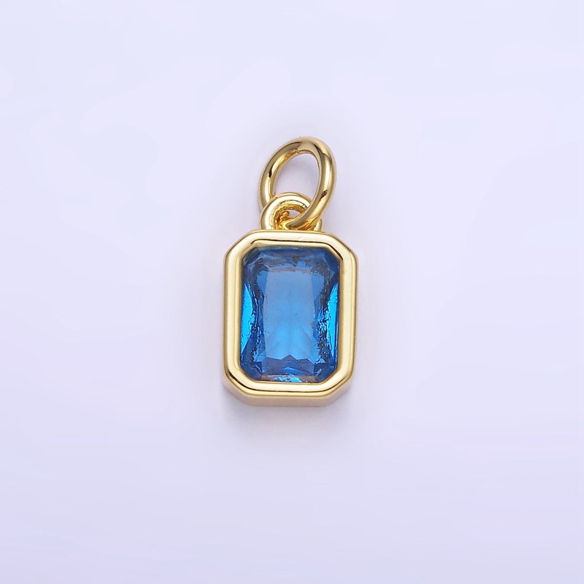 14K Gold Filled Birthstone CZ Baguette Bezel Charm in Gold & Silver | W721 - W728 - DLUXCA