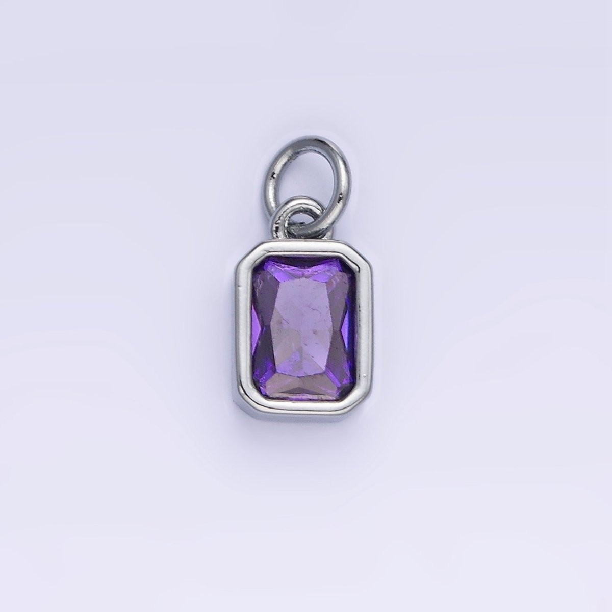 14K Gold Filled Birthstone CZ Baguette Bezel Charm in Gold & Silver | W721 - W728 - DLUXCA