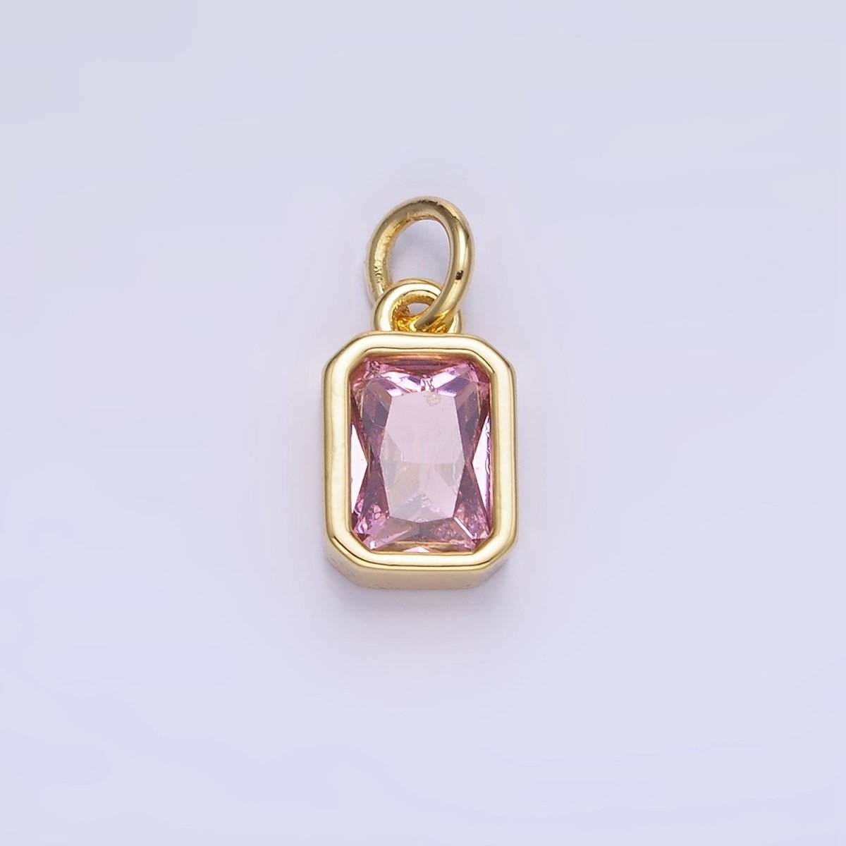 14K Gold Filled Birthstone CZ Baguette Bezel Charm in Gold & Silver | W721 - W728 - DLUXCA