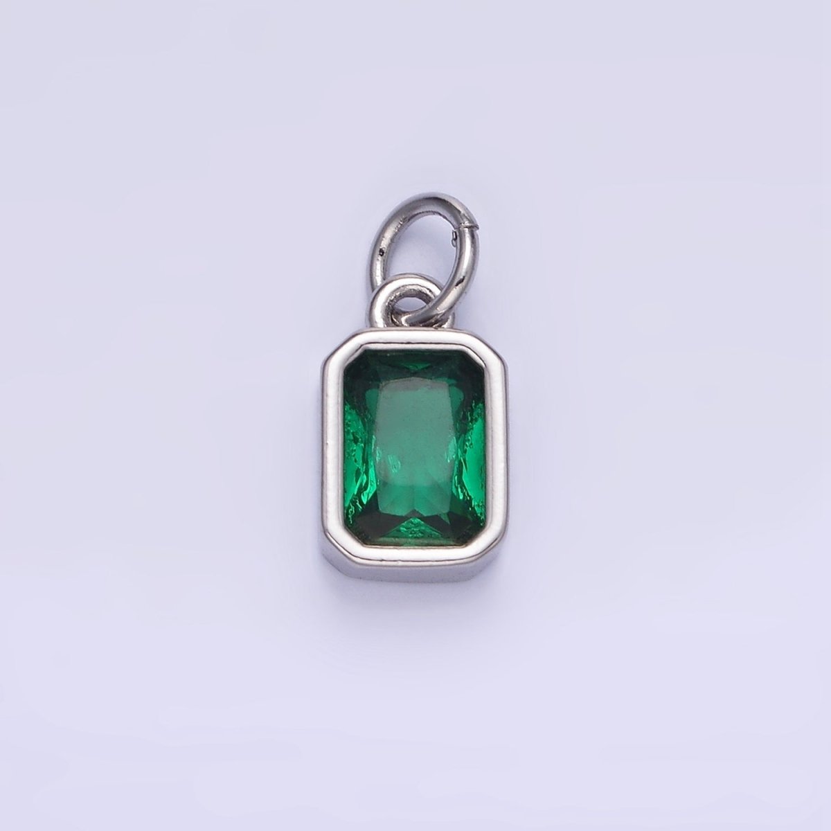 14K Gold Filled Birthstone CZ Baguette Bezel Charm in Gold & Silver | W721 - W728 - DLUXCA