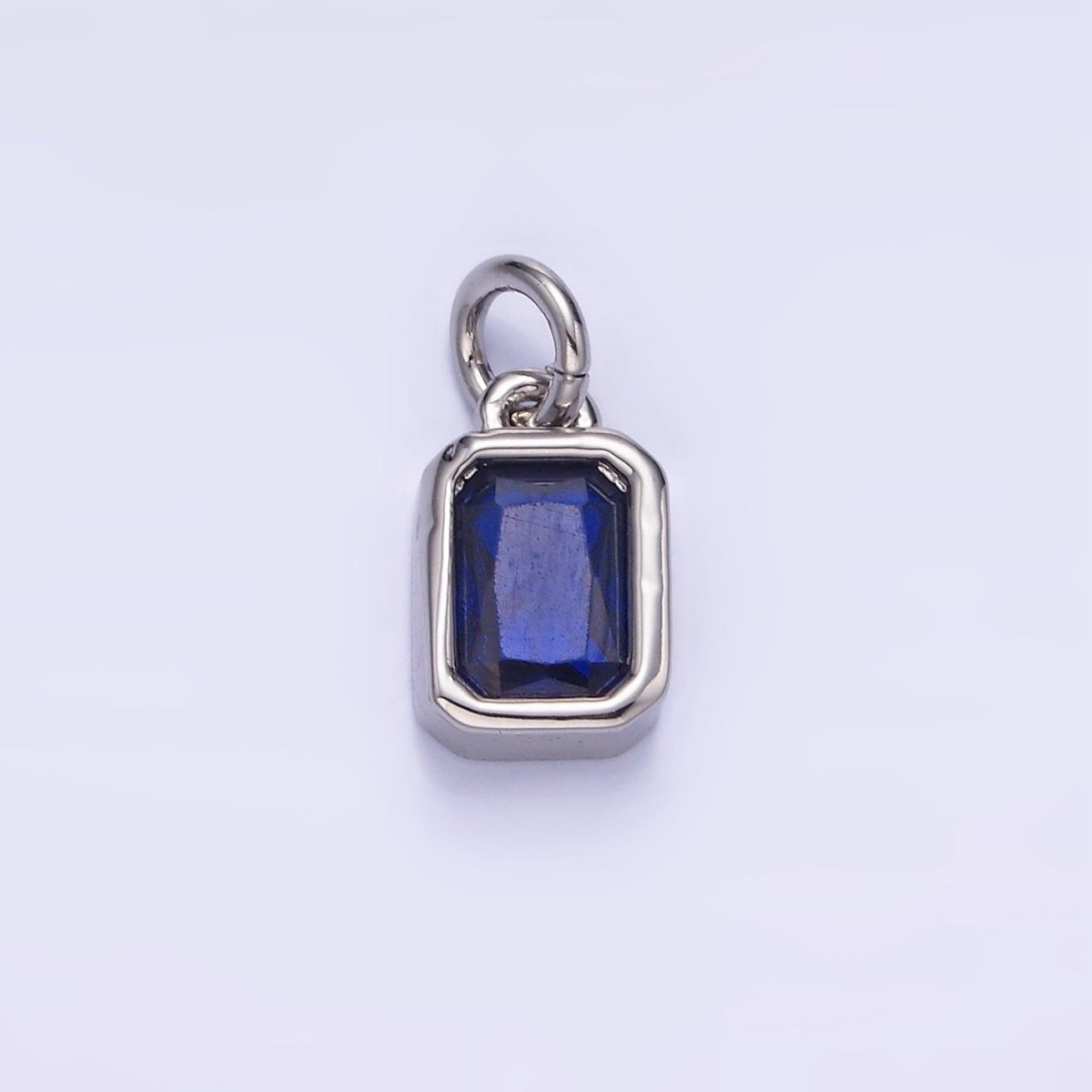 14K Gold Filled Birthstone CZ Baguette Bezel Charm in Gold & Silver | W721 - W728 - DLUXCA