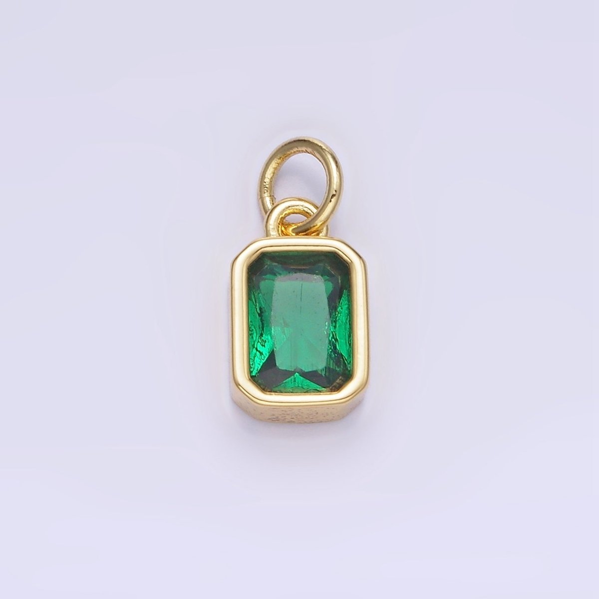 14K Gold Filled Birthstone CZ Baguette Bezel Charm in Gold & Silver | W721 - W728 - DLUXCA