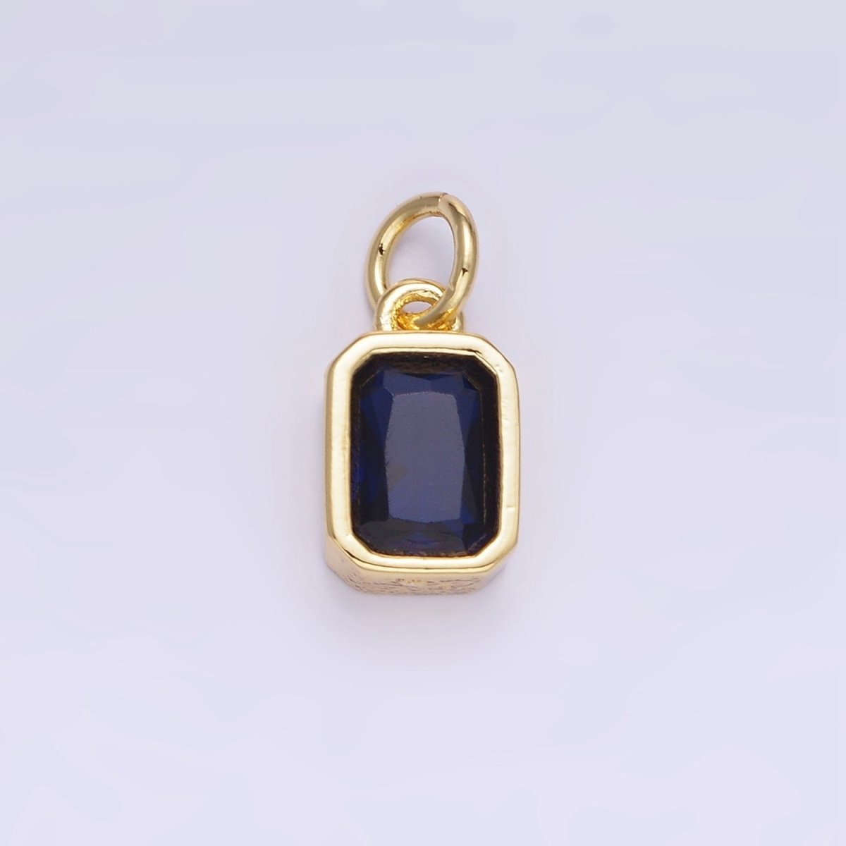 14K Gold Filled Birthstone CZ Baguette Bezel Charm in Gold & Silver | W721 - W728 - DLUXCA