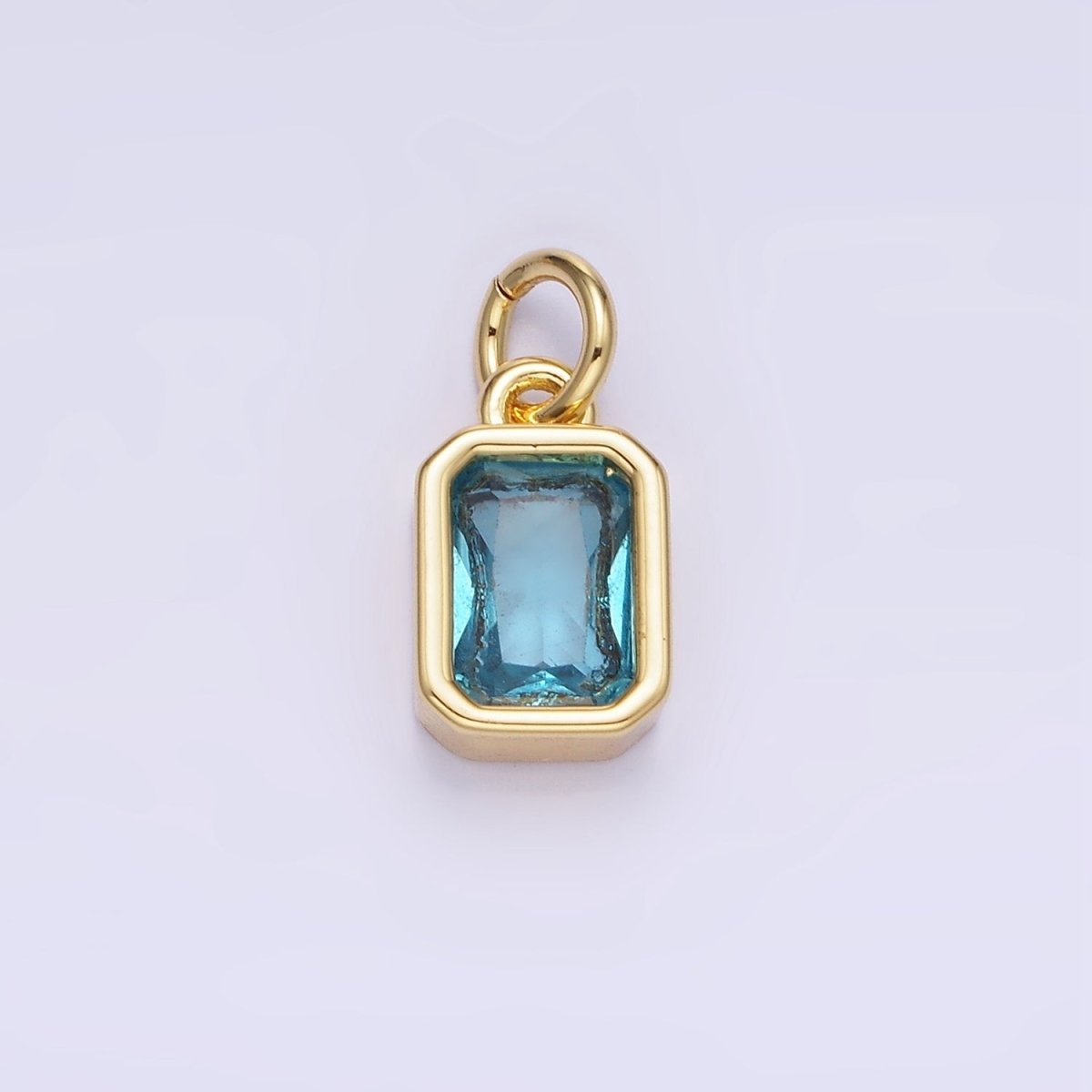 14K Gold Filled Birthstone CZ Baguette Bezel Charm in Gold & Silver | W721 - W728 - DLUXCA