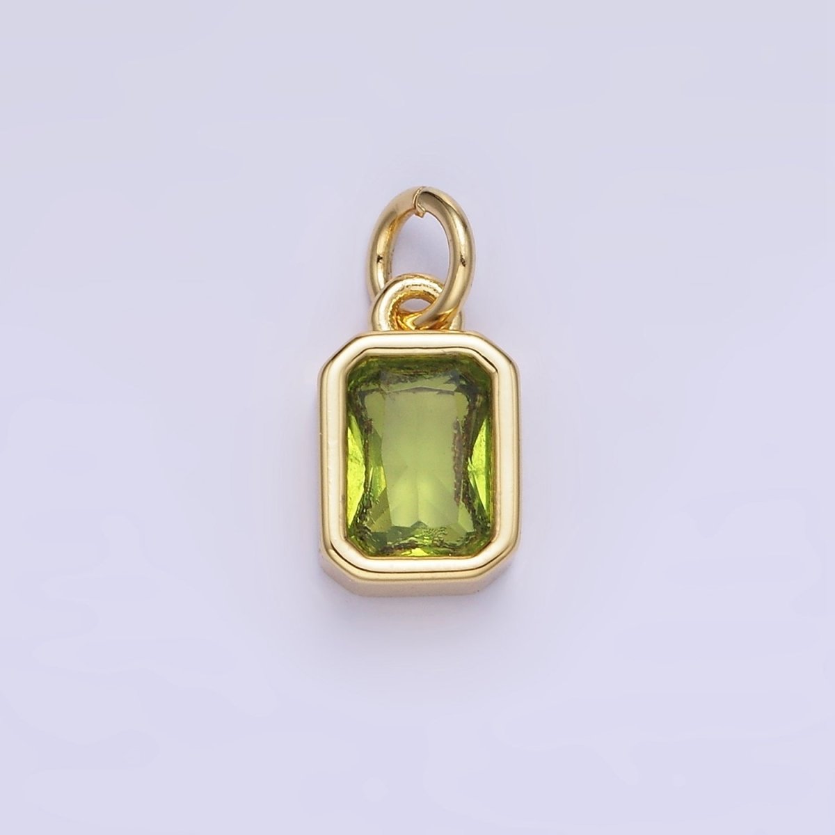 14K Gold Filled Birthstone CZ Baguette Bezel Charm in Gold & Silver | W721 - W728 - DLUXCA