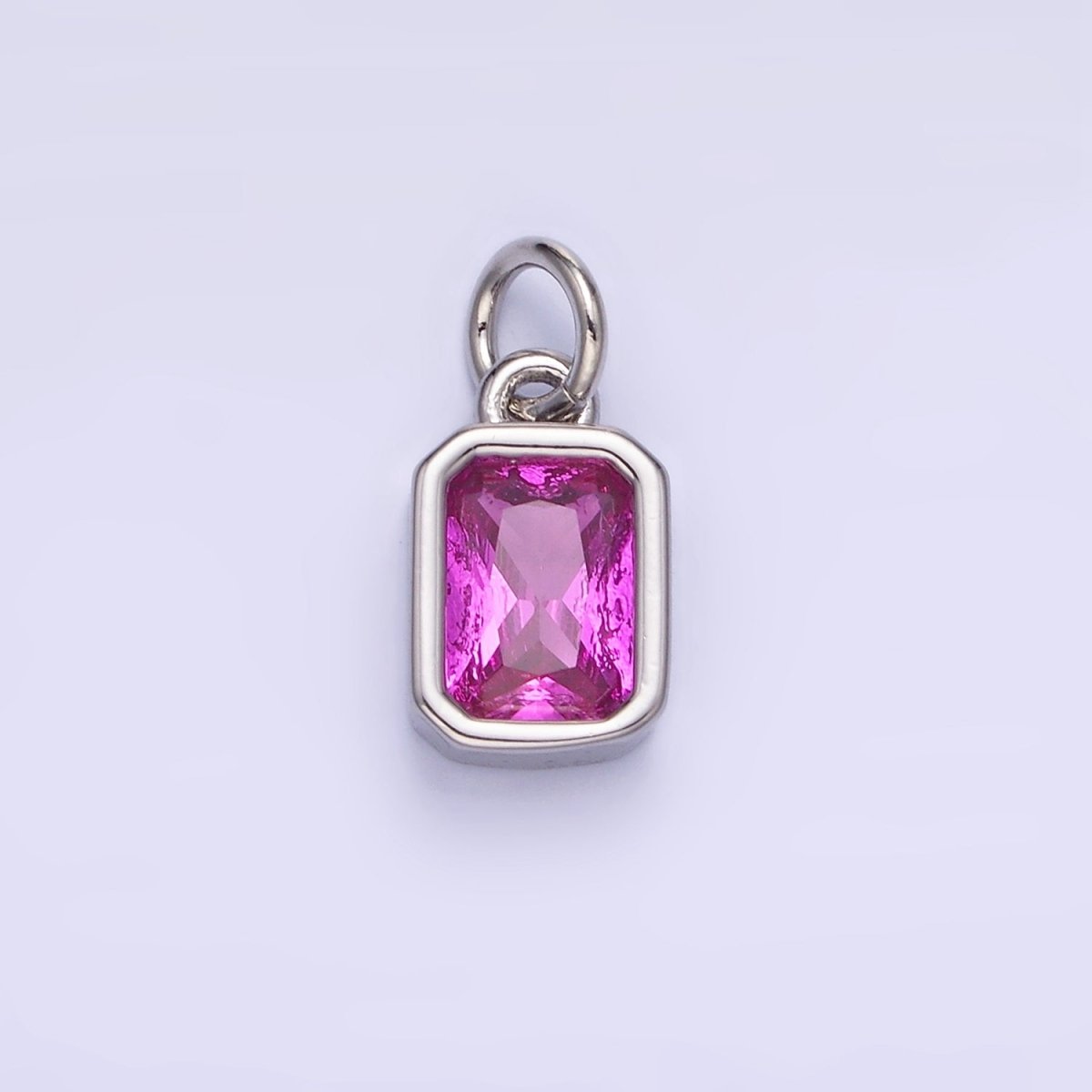 14K Gold Filled Birthstone CZ Baguette Bezel Charm in Gold & Silver | W721 - W728 - DLUXCA