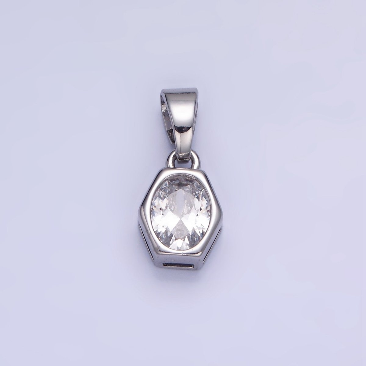 14K Gold Filled Birthstone CZ Hexagonal Pendant in Gold & Silver | AA1282 - AA1295 - DLUXCA