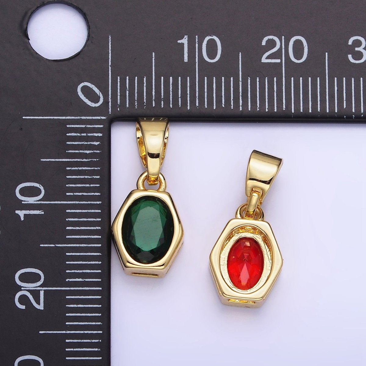 14K Gold Filled Birthstone CZ Hexagonal Pendant in Gold & Silver | AA1282 - AA1295 - DLUXCA
